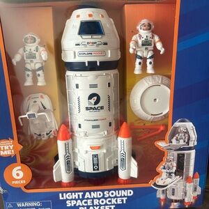 Space Explorer Light and Sound Rocket Playset - White/Orange